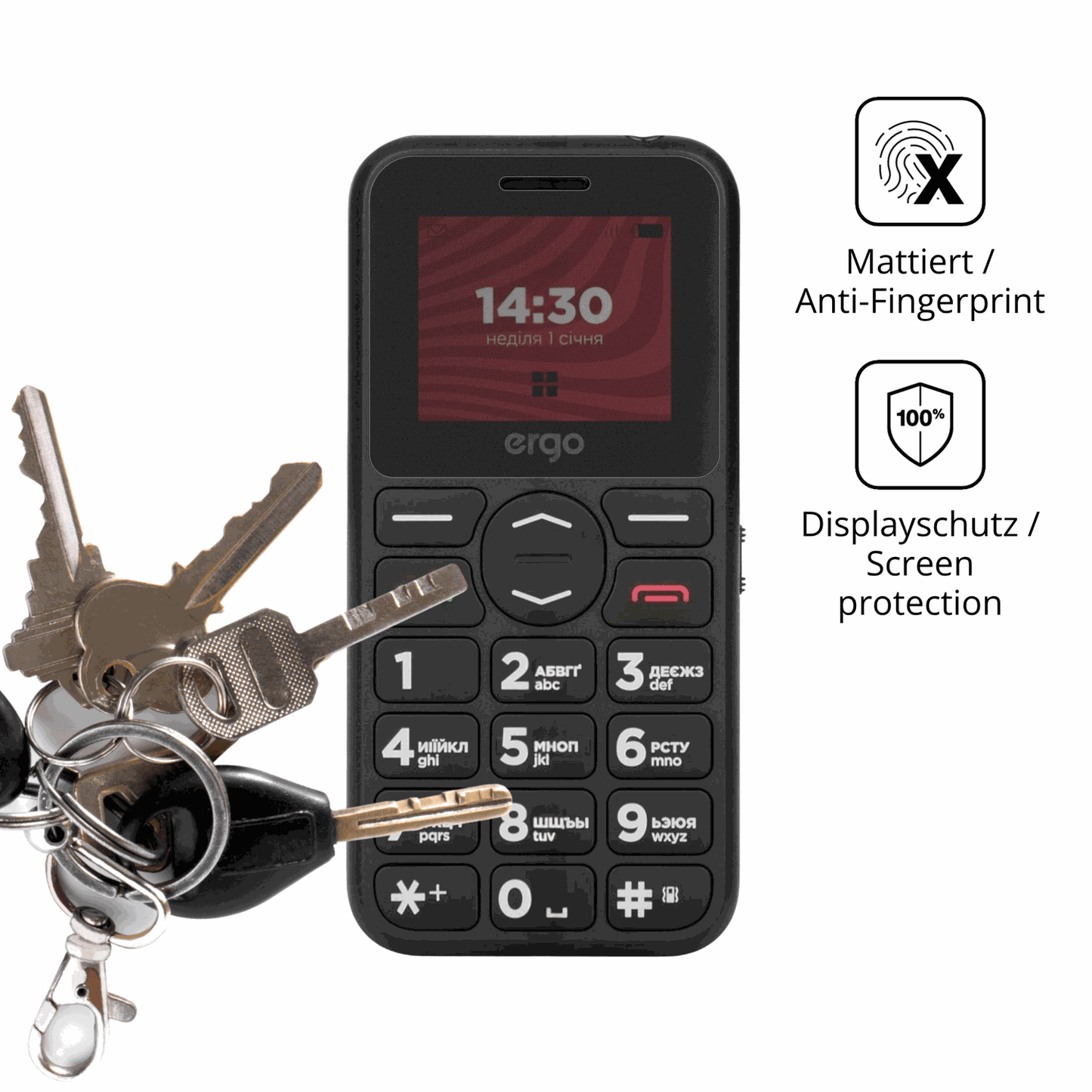 dipos Displayschutz für Ergo R181, mattierte Oberfläche, Blickschutzfilter und perfekter Passform