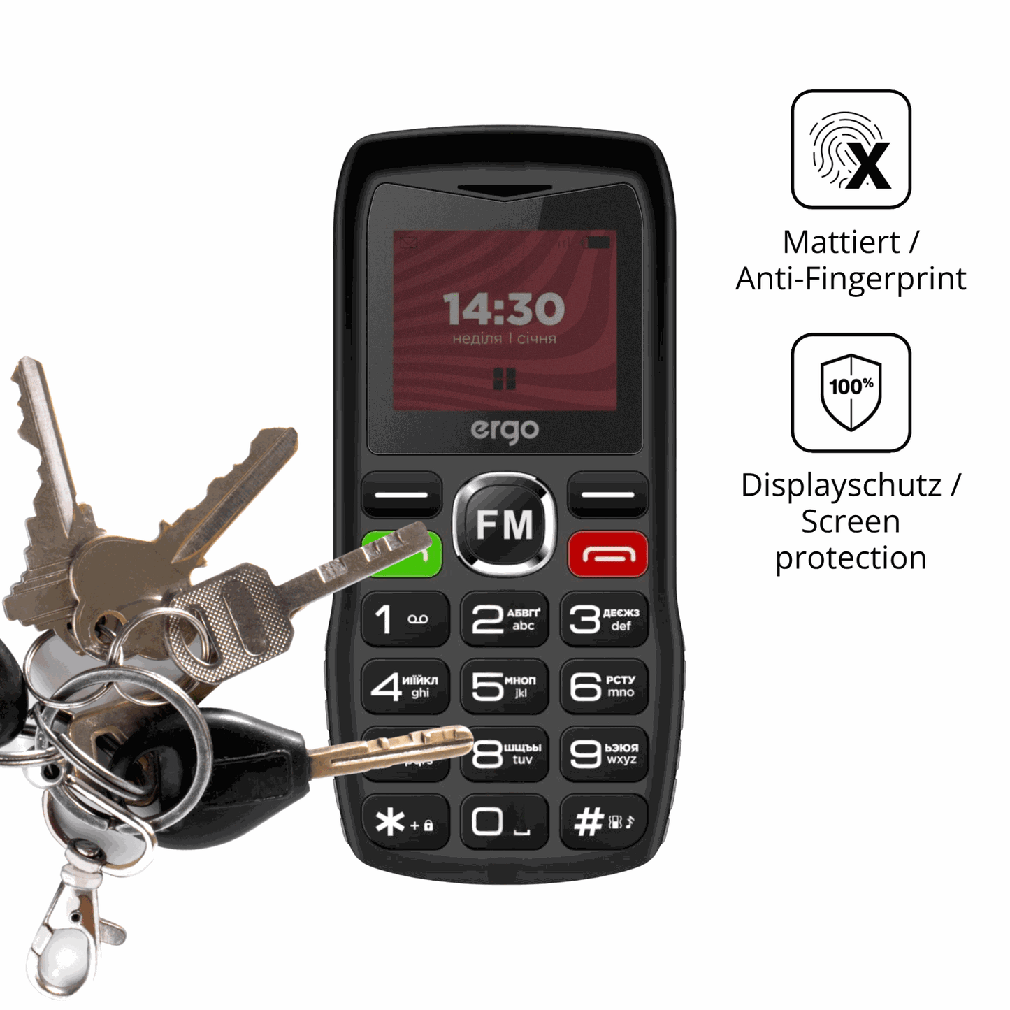 dipos Displayschutz für Ergo R182, mattierte Oberfläche, Blickschutzfilter und perfekter Passform