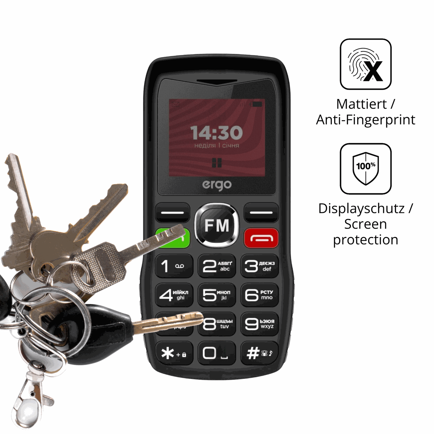 dipos Displayschutz für Ergo R182, mattierte Oberfläche, Blickschutzfilter und perfekter Passform