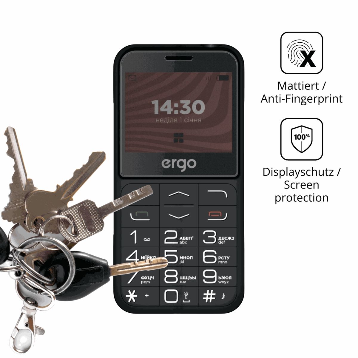 dipos Displayschutz für Ergo R231, mattierte Oberfläche, Blickschutzfilter und perfekter Passform