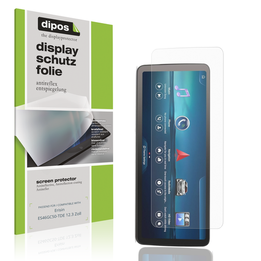 Matte Displayschutzfolie von dipos passend für Erisin ES46GC50-TDE 12.3 Zoll, präziser Zuschnitt und blasenfrei montiert
