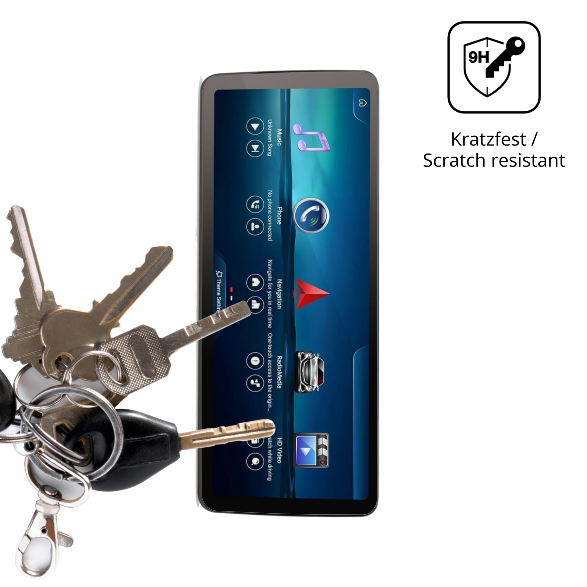 dipos Displayschutz für Erisin ES46GC50-TDE 12.3 Zoll, transparente Oberfläche, perfekte Passform auch für die Rundungen