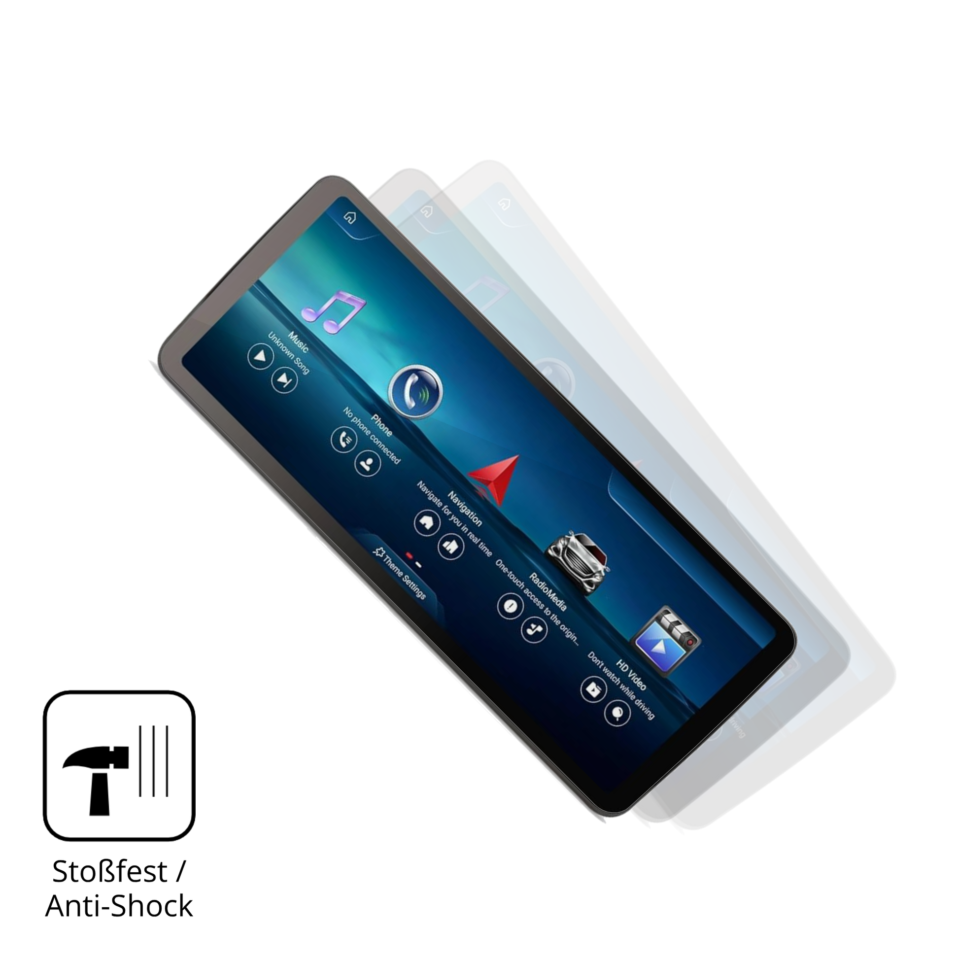 Schutz gegen Kratzer auf dem Erisin ES46GC50-TDE 12.3 Zoll Glas durch Schlüssel, Stöße gegen die Tischkante oder Stürze