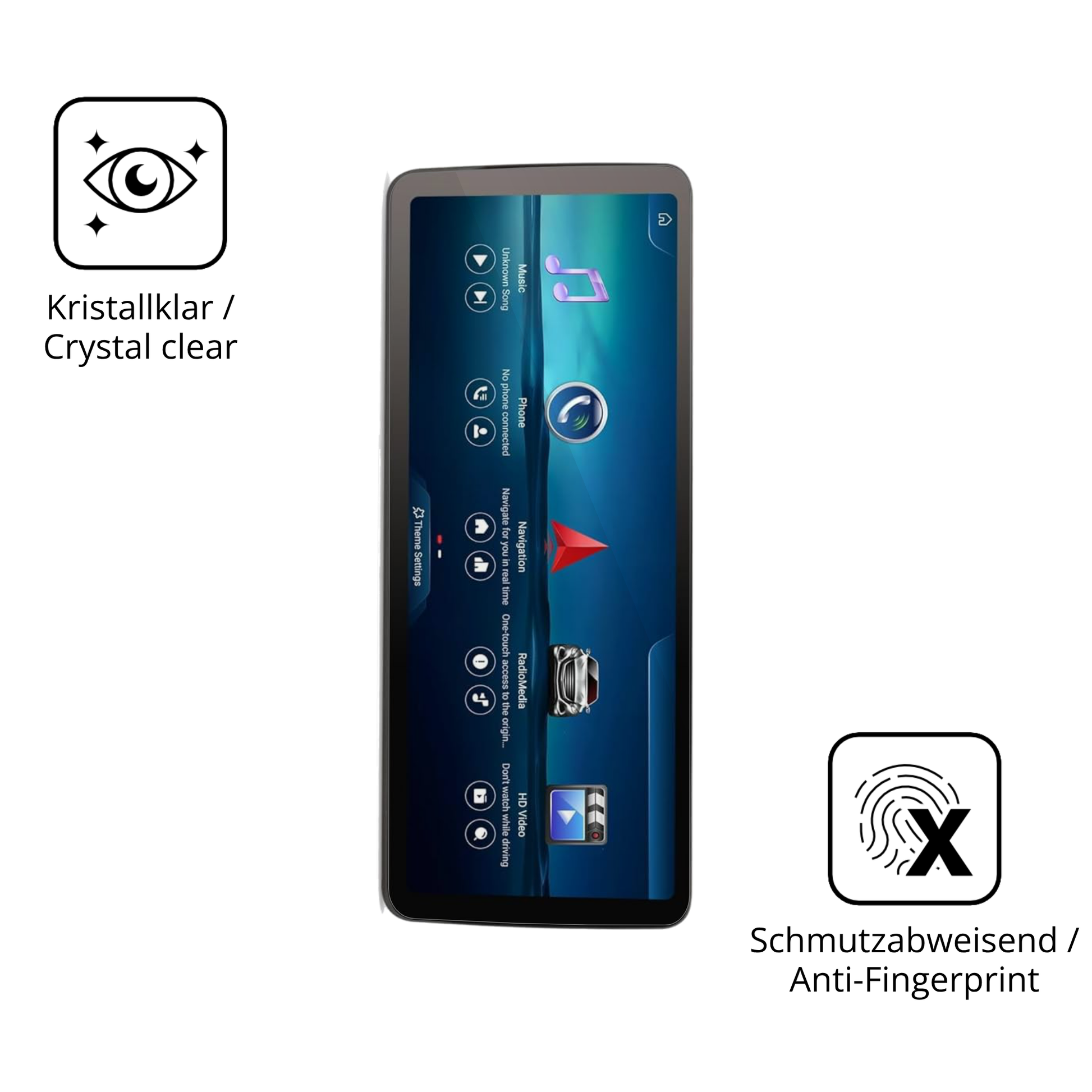 Flexible TPU-Folie passend zugeschnitten für Erisin ES46GC50-TDE 12.3 Zoll, vollständige Abdeckung