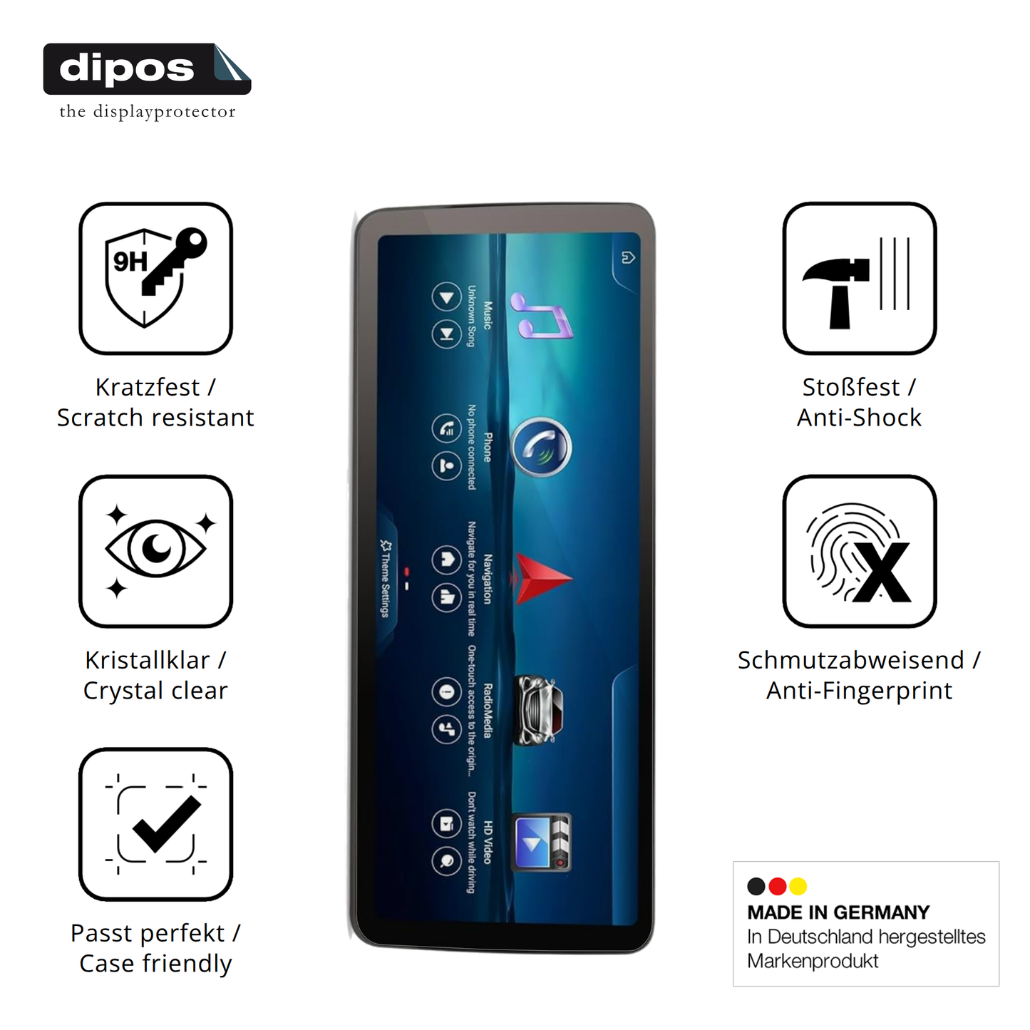 Displayschutz hergestellt in Deutschland, höchste Qualität made in Germany