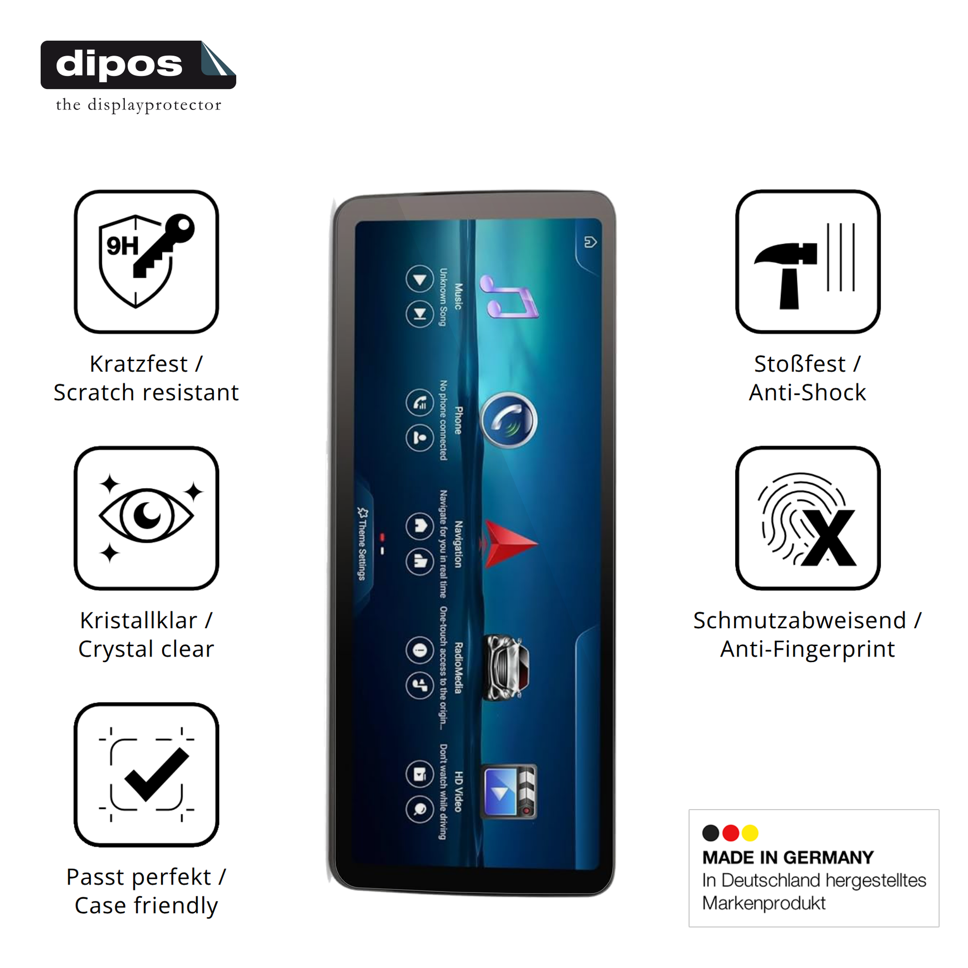 Displayschutz hergestellt in Deutschland, höchste Qualität made in Germany