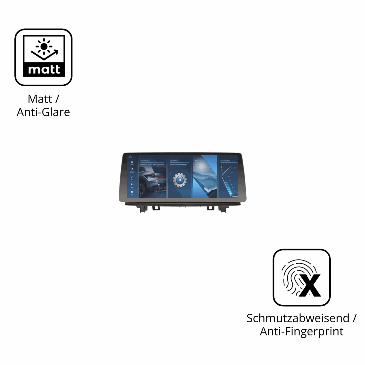 2x Schutzfolie matt für Erisin ES4748N 12.3 Zoll Display-Schutzfolie