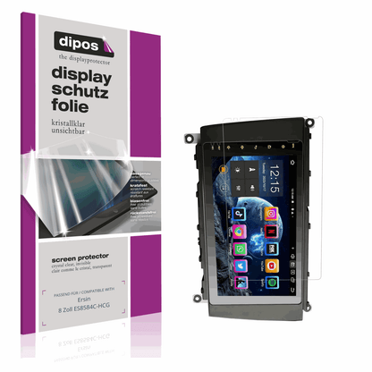 Klare Displayschutzfolie von dipos passend für Ersin 8 Zoll ES8584C-HCG, präziser Zuschnitt und blasenfrei montiert