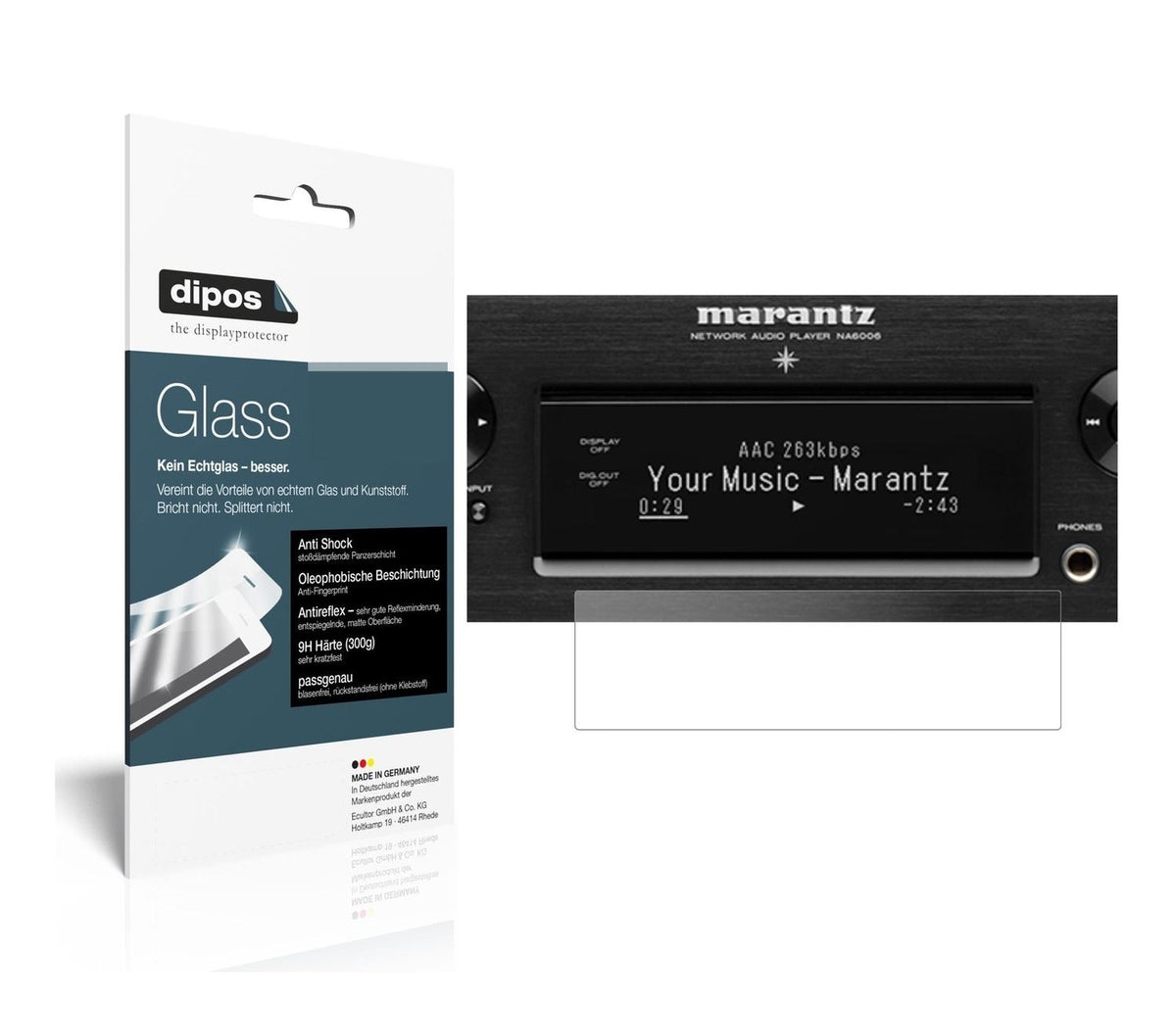 1x 9H Schutzfolie matt für Marantz NA 6006 Panzerfolie