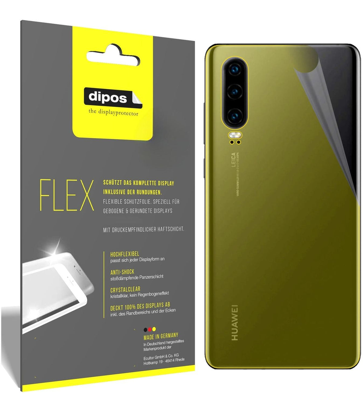 2x 3D Full Cover Schutzfolie für Huawei P30 Rückseite