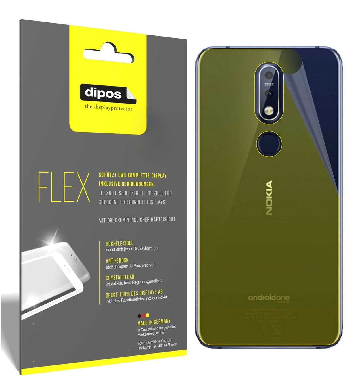 2x 3D Full Cover Schutzfolie für Nokia 7.1 Plus Rückseite