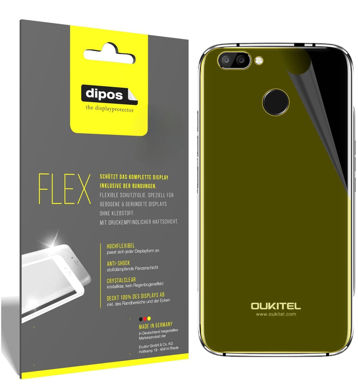 3x 3D Full Cover Schutzfolie für Oukitel U22 Rückseite