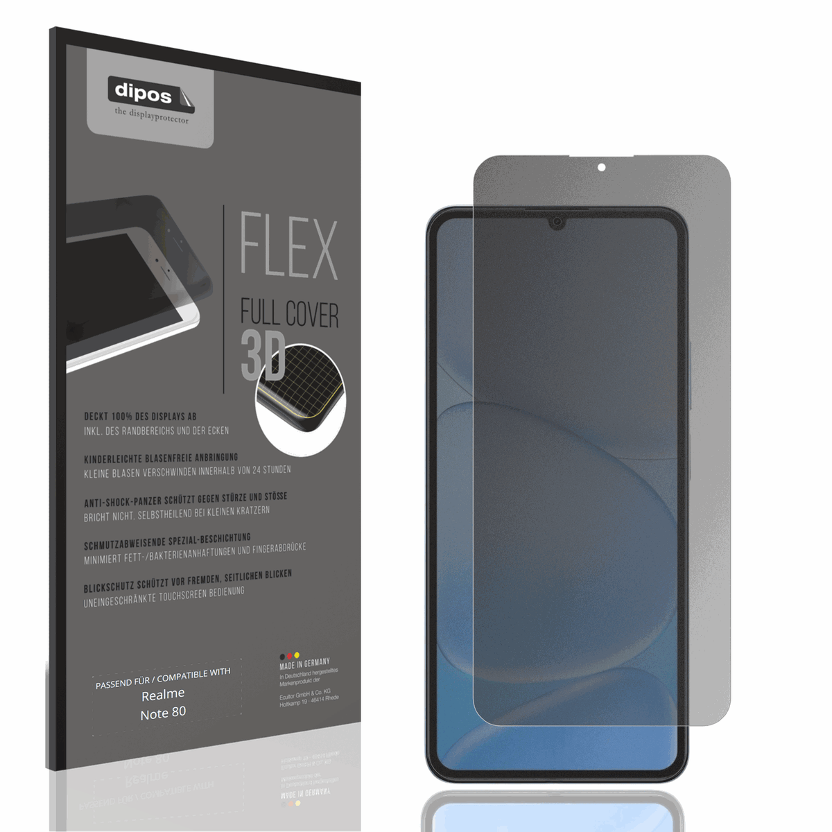 Full Cover Privacy Blickschutzfolie für Realme Note 80