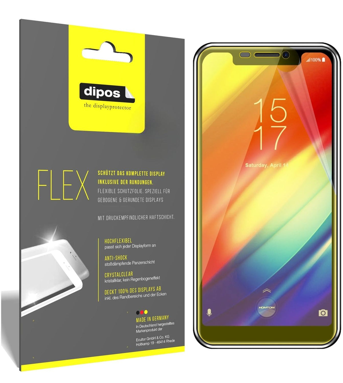 2x 3D Full Cover Schutzfolie für HomTom H10