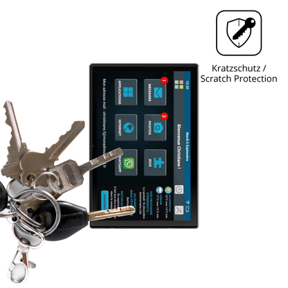 Schutz gegen Kratzer auf dem Facilotab T60-DE Glas durch Schlüssel oder Ähnliches