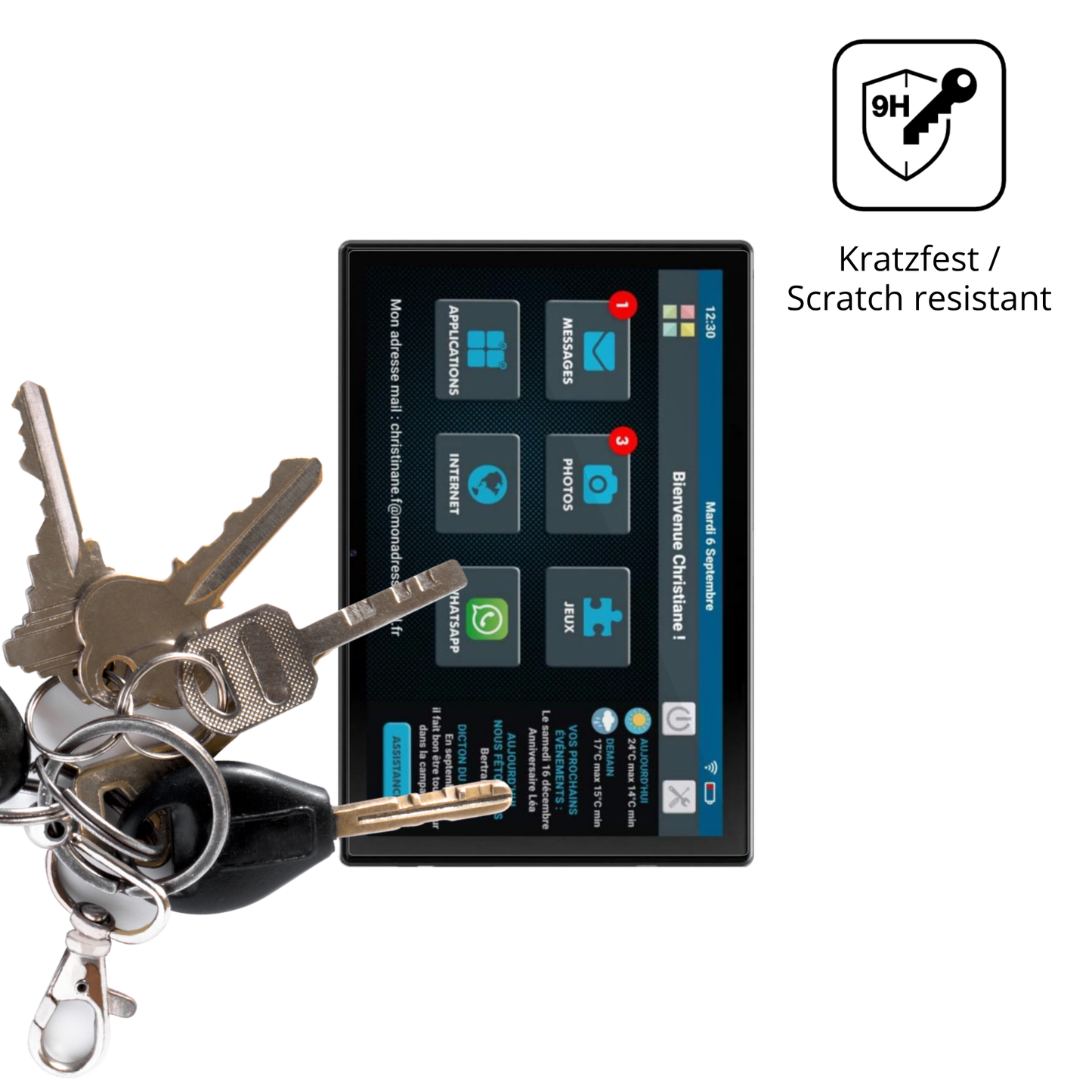 dipos Displayschutz für Facilotab T60-DE, transparente Oberfläche, perfekte Passform auch für die Rundungen