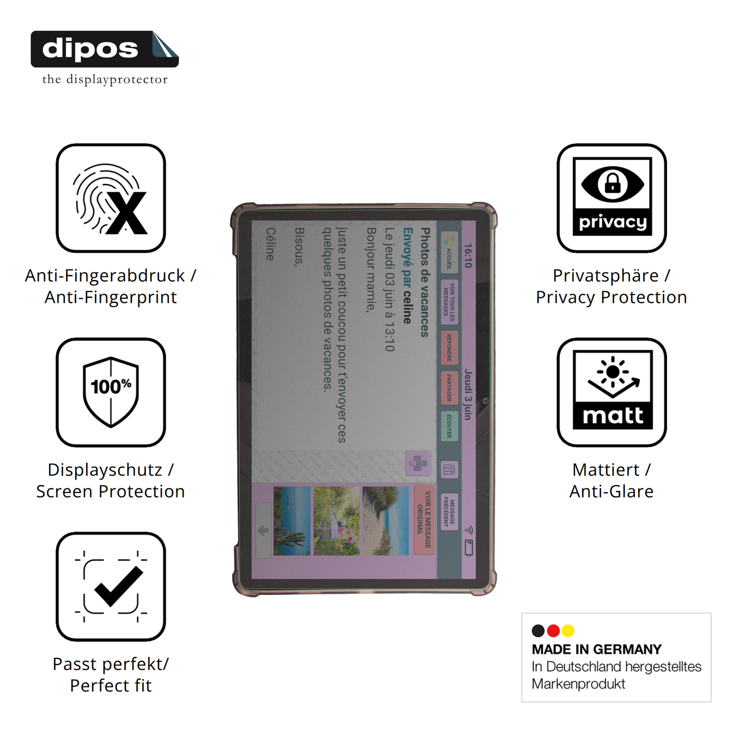 Privatsphäre-Schutz durch Sichtschutz-Folie passend zugeschnitten für FACILOTAB XXL Classic