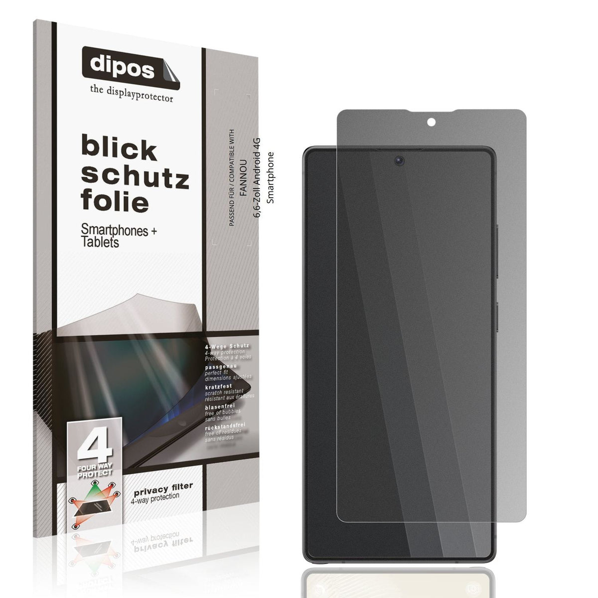 Blickschutzfolie für FANNOU 6,6-Zoll Android 4G Smartphone matt Schutzfolie Privacy