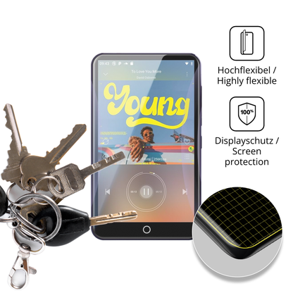 dipos Displayschutz für Fanvace EU-M31 MP3-Player, transparente Oberfläche, perfekte Passform auch für die Rundungen