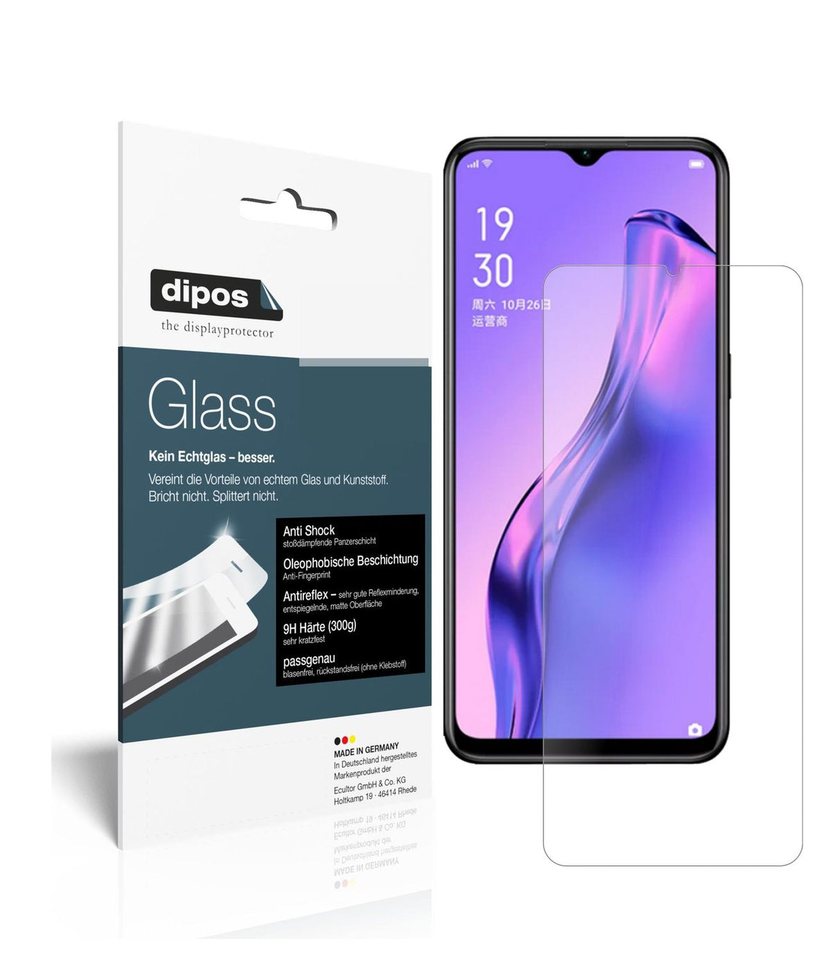 Matte Displayschutzfolie von dipos passend für Oppo A8, 9H kratzfest und blasenfrei montiert