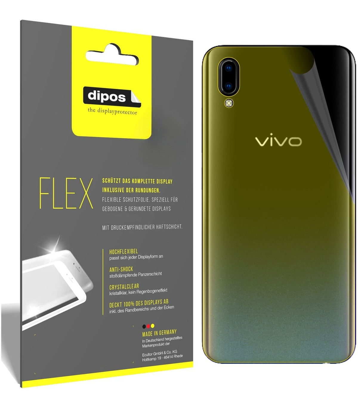 1x 3D Full Cover Schutzfolie für Vivo Y93s Rückseite