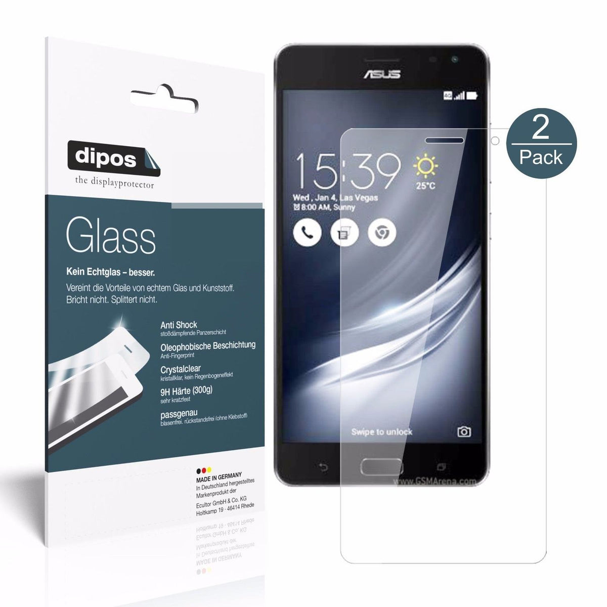 2x 9H Schutzfolie für Asus ZenFone AR Panzerfolie