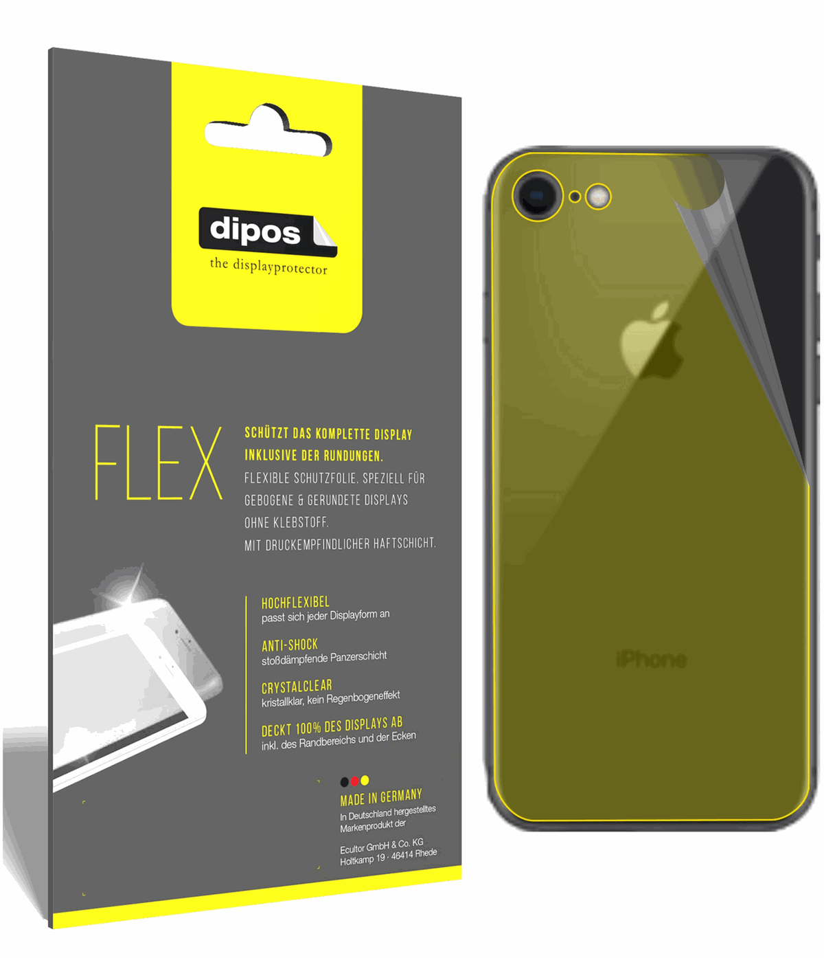 3x 3D Full Cover Schutzfolie für Apple iPhone 8 Rückseite