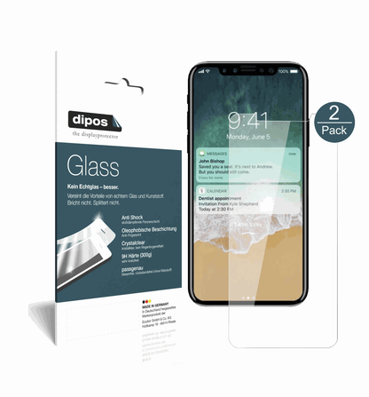 2x 9H Schutzfolie für Apple iPhone X Panzerfolie (1x Vorderseite + 1x Rückseite)