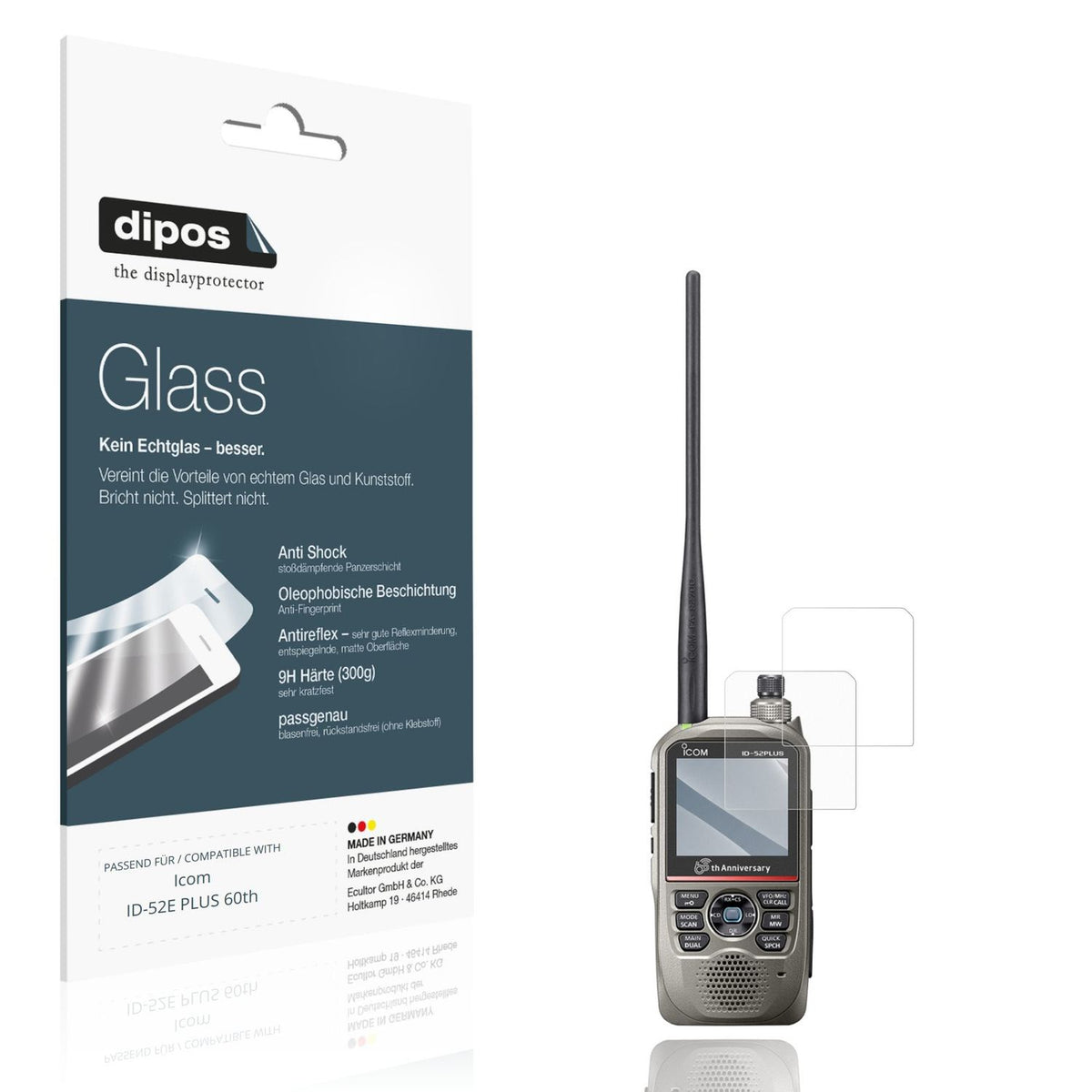2x 9H Schutzfolie matt für Icom ID-52E PLUS 60th Panzerfolie