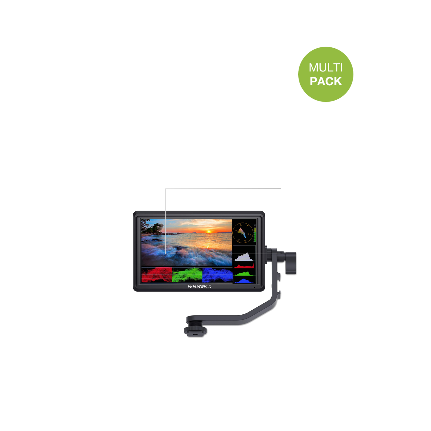 FeelworldFW568 V3 mit aufgebrachter dipos Displayschutzfolie, die lästige Fingerabdrücke minimiert