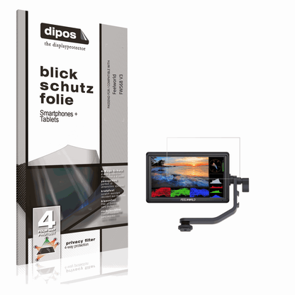 Blickschutzfolie von dipos passend für Feelworld FW568 V3, präziser Zuschnitt und blasenfrei montiert
