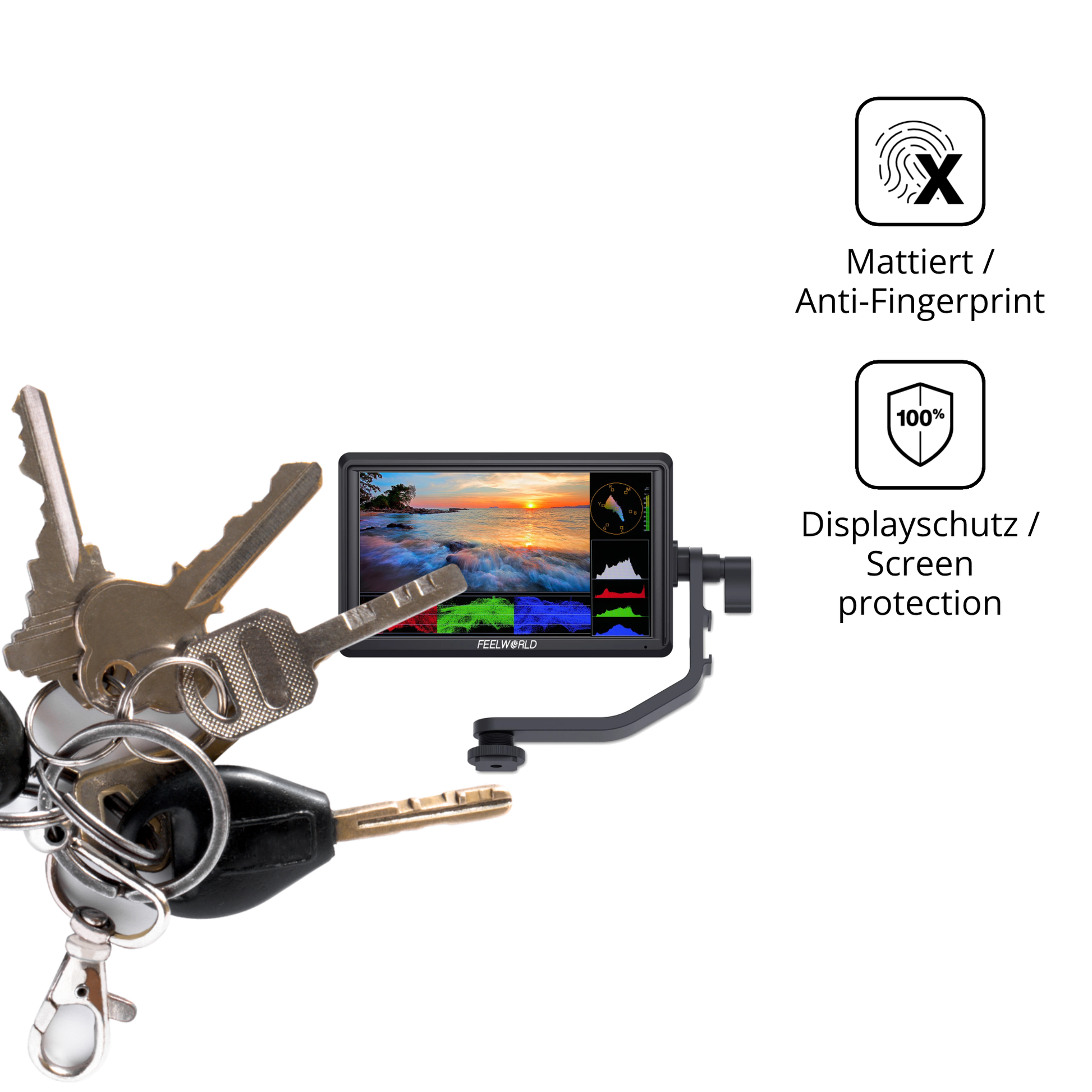 dipos Displayschutz für Feelworld FW568 V3, mattierte Oberfläche, Blickschutzfilter und perfekter Passform