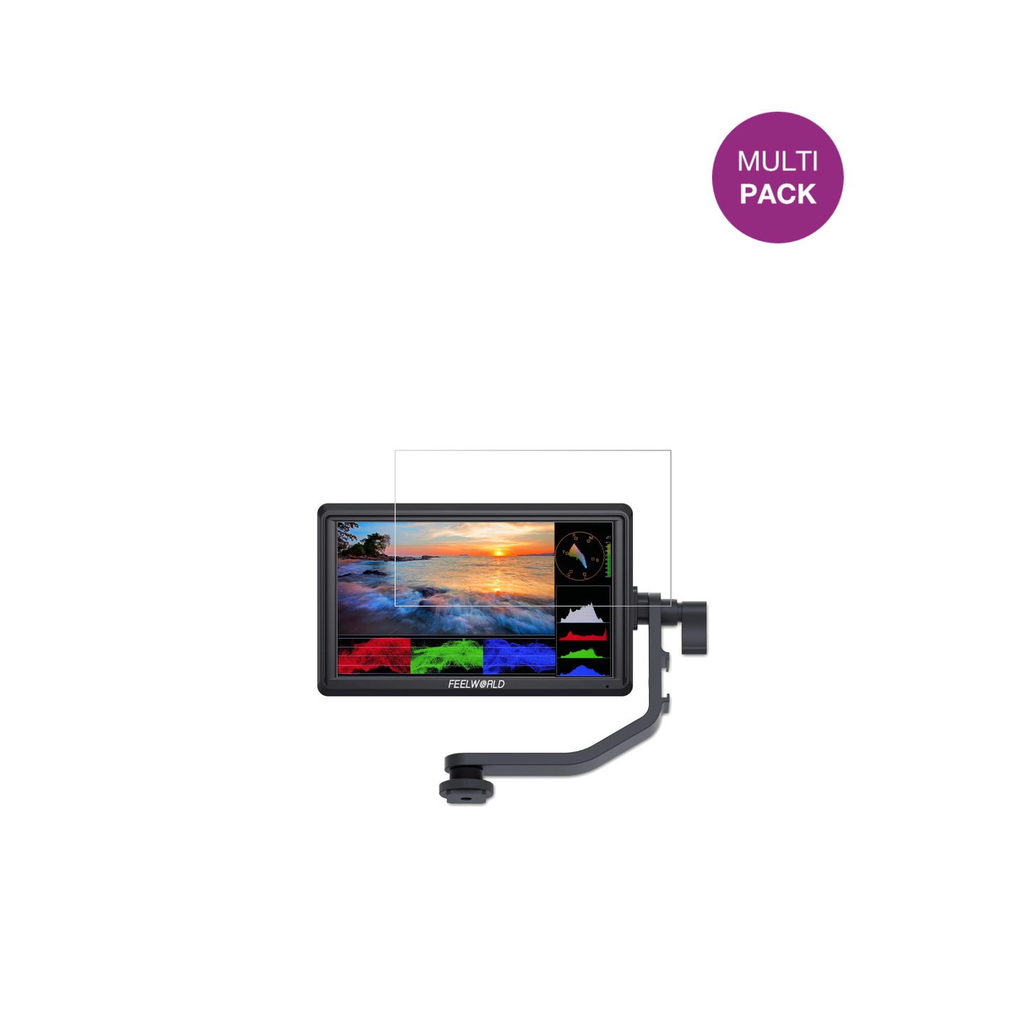 FeelworldFW568 V3 mit aufgebrachter dipos Displayschutzfolie, glasklare Darstellung ohne Einschränkungen