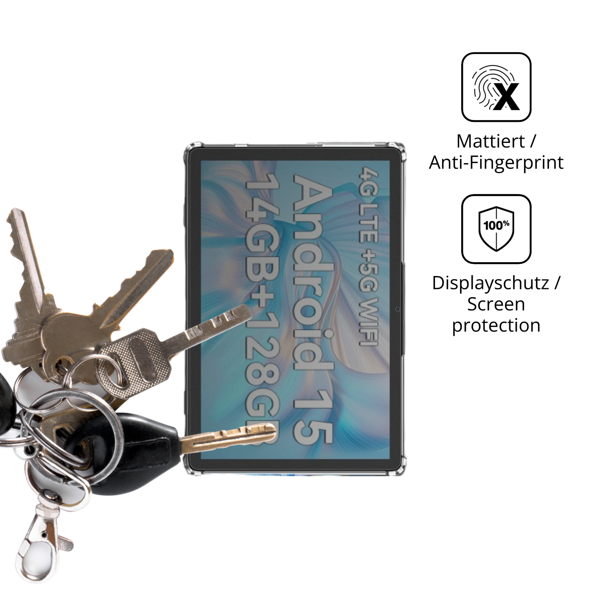 dipos Displayschutz für FEONAL D106A 10 Zoll, mattierte Oberfläche, Blickschutzfilter und perfekter Passform