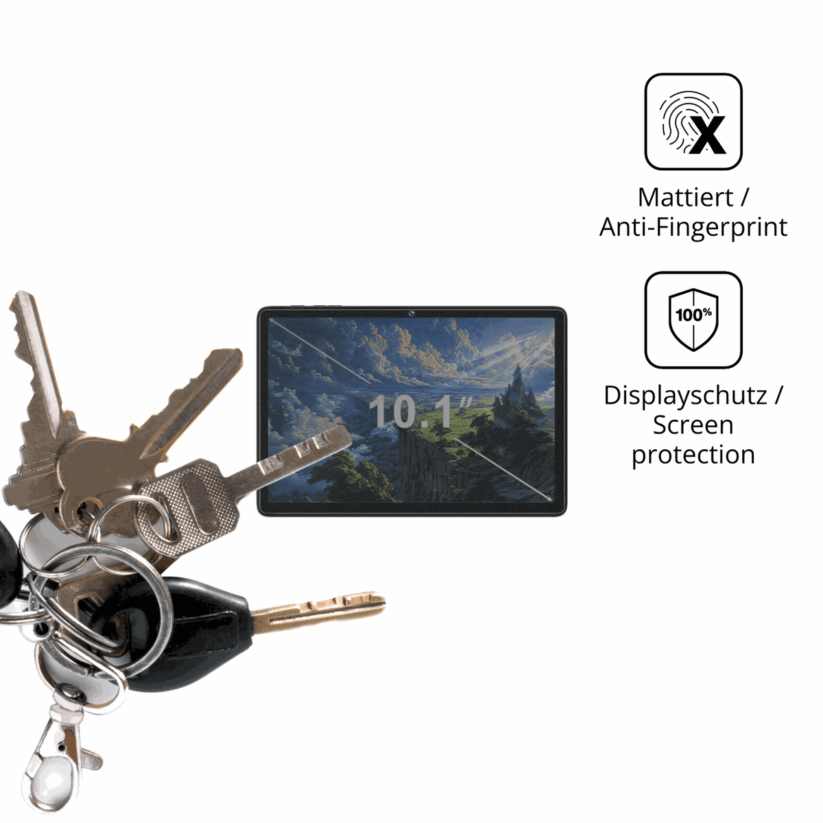dipos Displayschutz für fezawio F12, mattierte Oberfläche, Blickschutzfilter und perfekter Passform