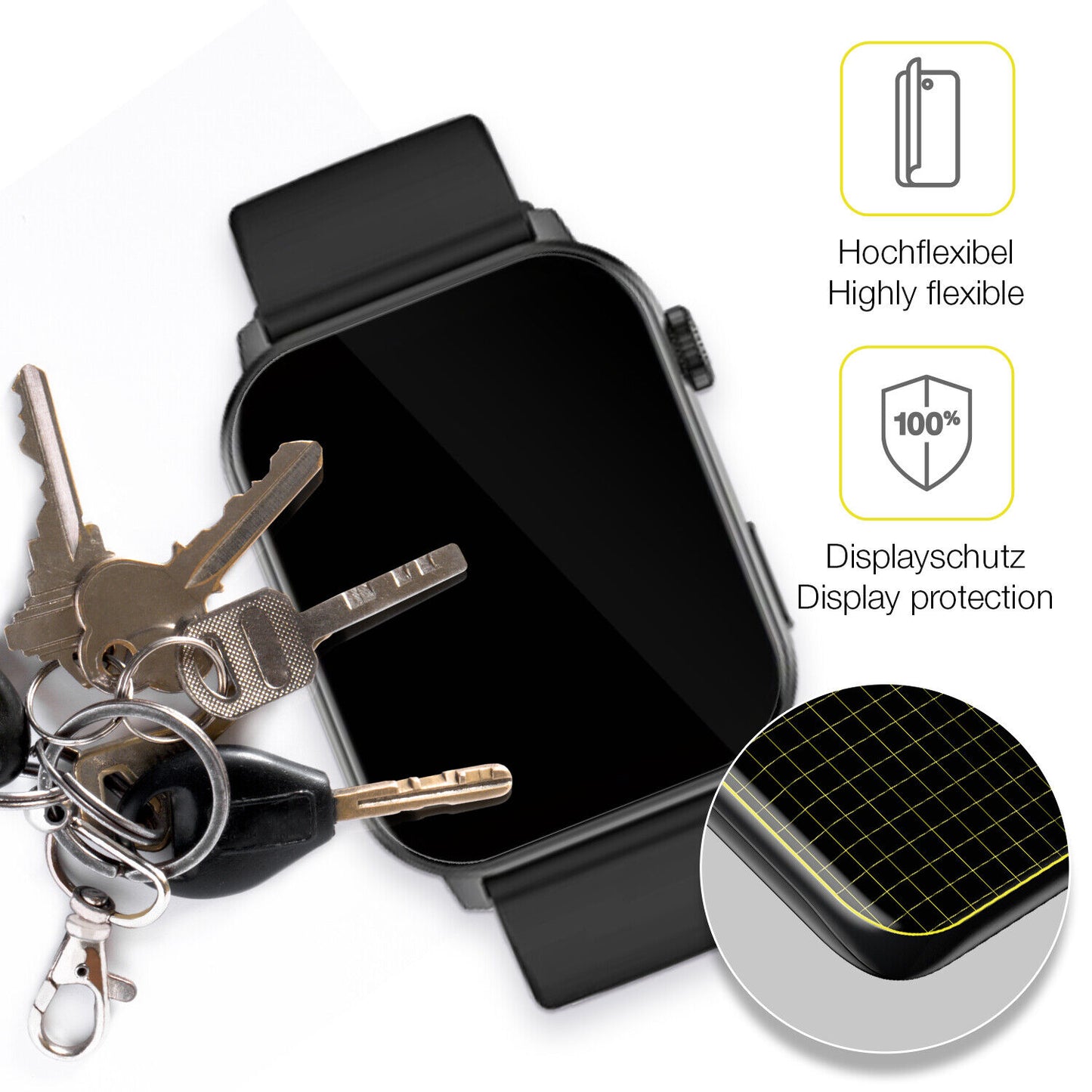 dipos Displayschutz für Fireboltt Ninja Bell, transparente Oberfläche, geringe Dicke und perfekte Passform