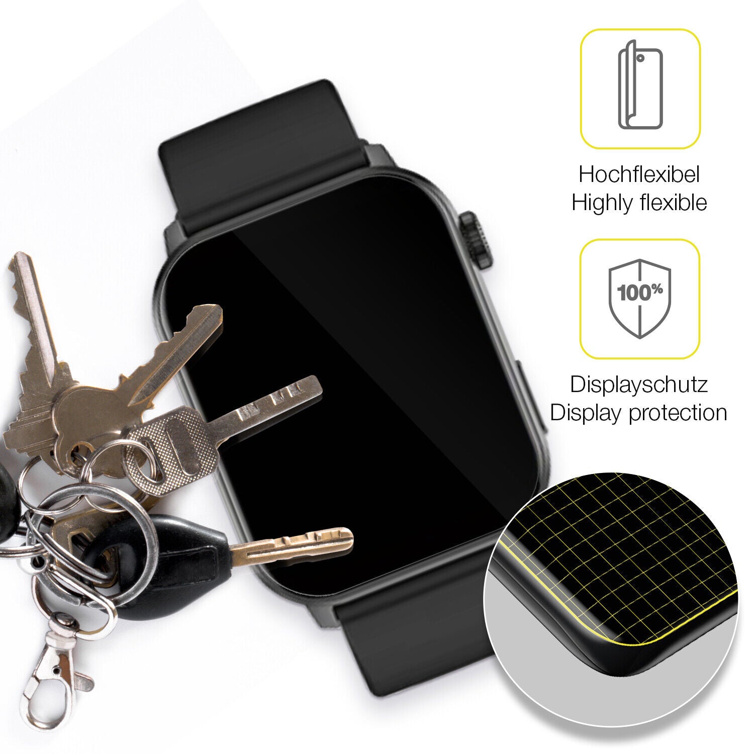 dipos Displayschutz für Fireboltt Ninja Bell, transparente Oberfläche, geringe Dicke und perfekte Passform