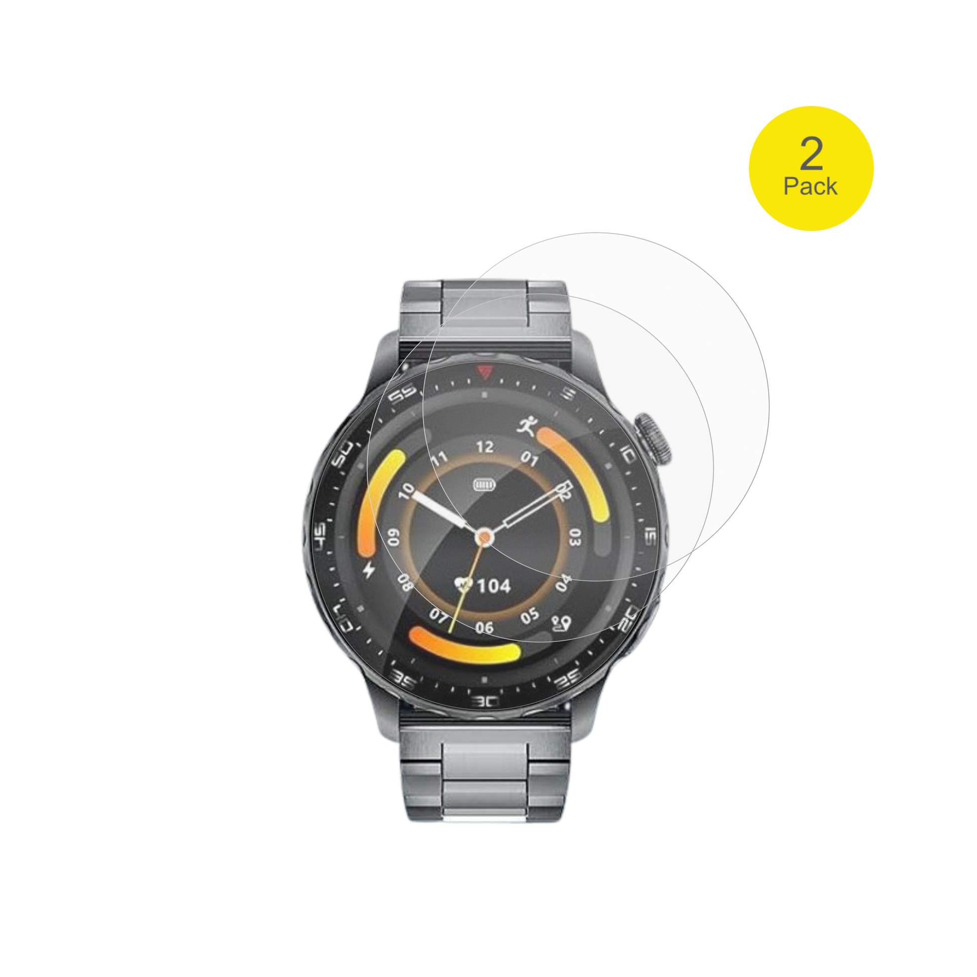 FITFLEX1.43 Zoll Smartwatch mit aufgebrachter dipos Flex Schutzfolie, glasklare Darstellung ohne Einschränkungen