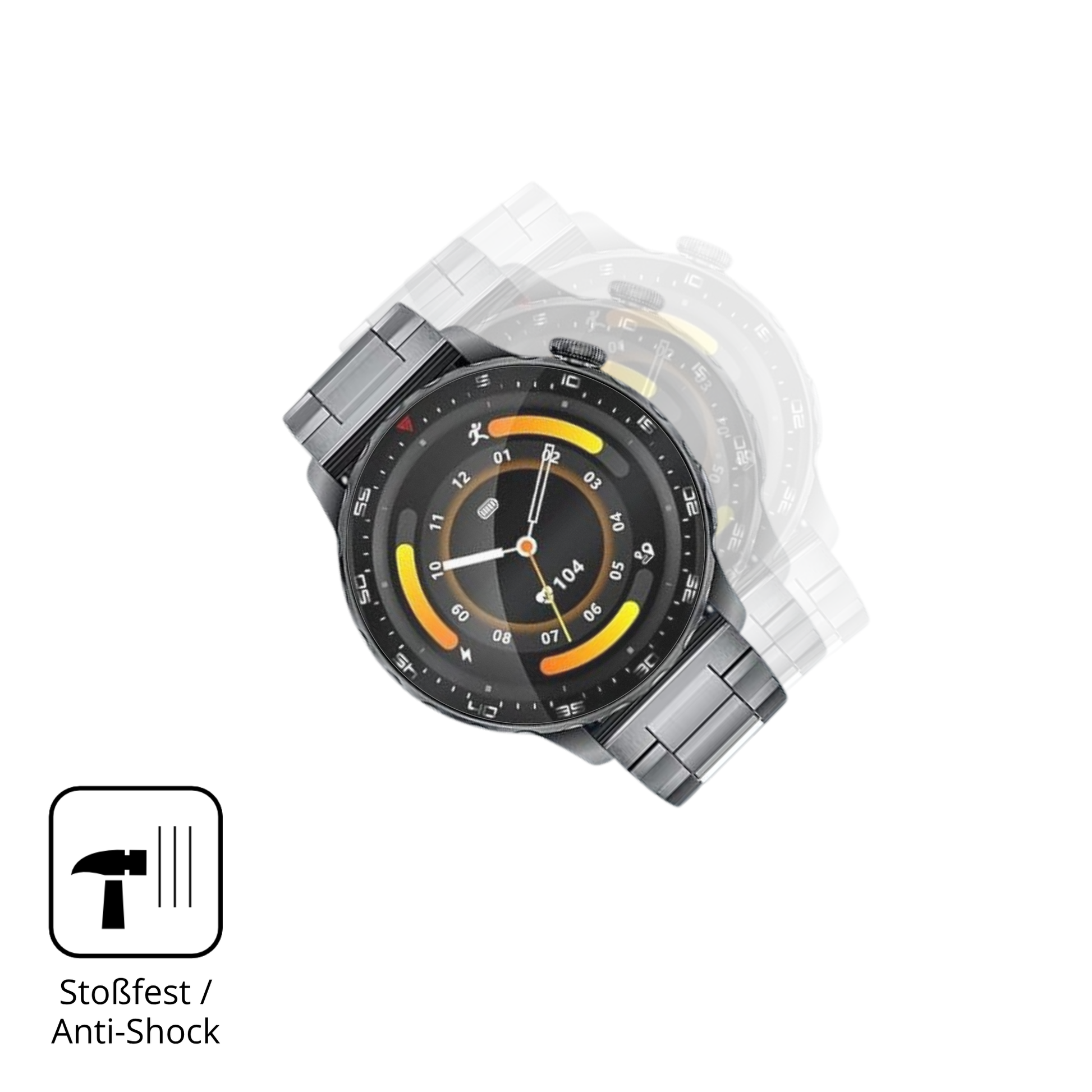 Schutz gegen Kratzer auf dem FITFLEX 1.43 Zoll Smartwatch Glas durch Schlüssel, Stöße gegen die Tischkante oder Stürze