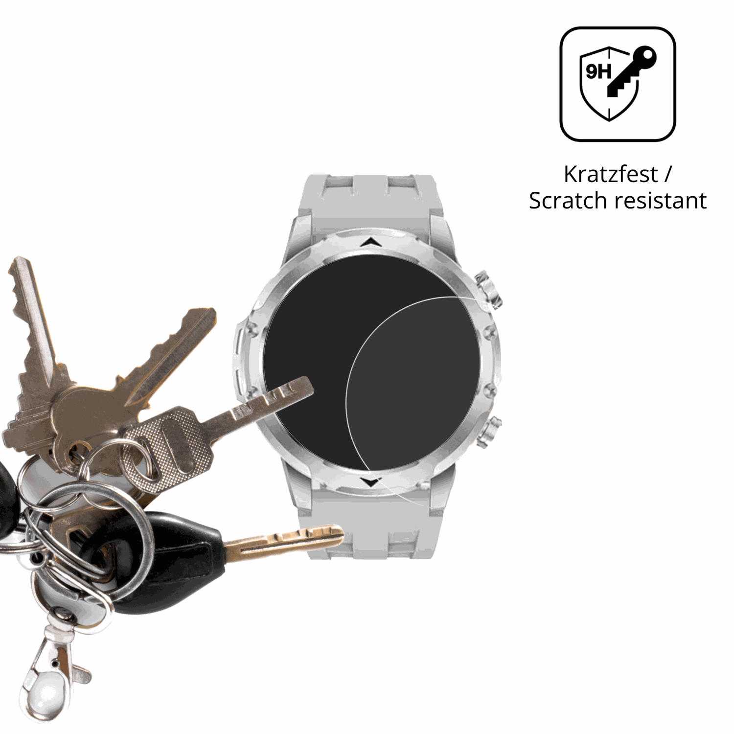 dipos Displayschutz für FitVigor Smartwatch 1.53 Zoll, transparente Oberfläche, perfekte Passform auch für die Rundungen