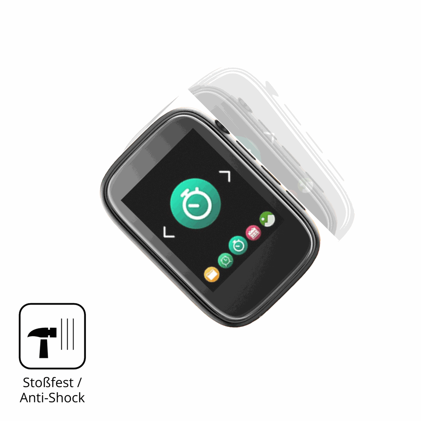 Schutz gegen Kratzer auf dem colorcool A3 MP3-Player Glas durch Schlüssel, Stöße gegen die Tischkante oder Stürze