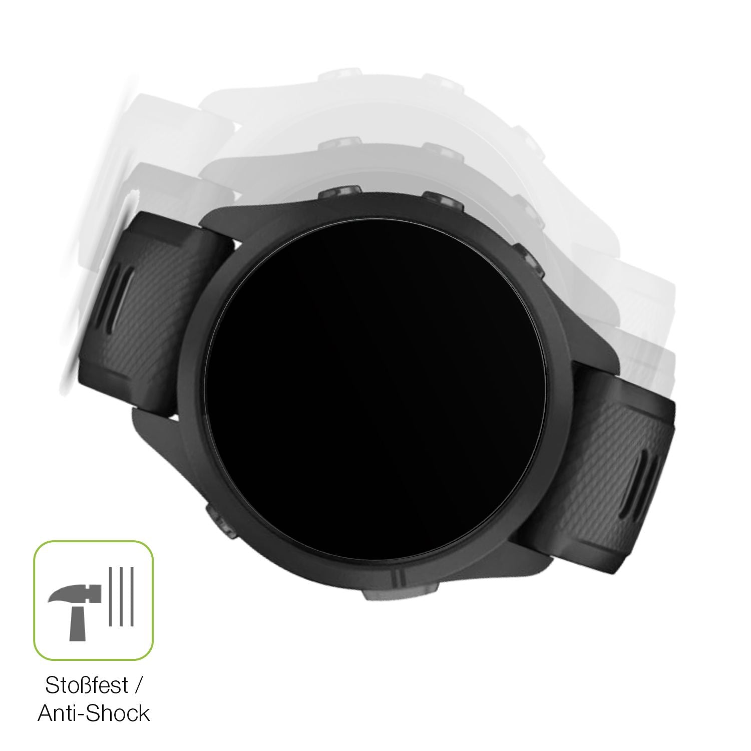 Schutz gegen Kratzer auf dem Garmin Forerunner 265 46mm Glas durch Schlüssel, Stöße gegen die Tischkante oder Stürze