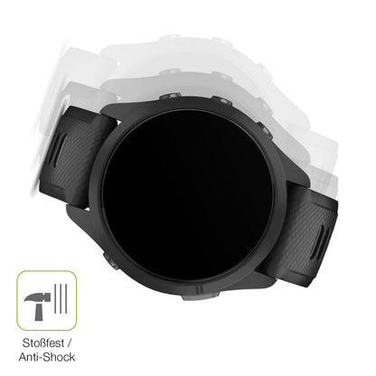 Schutz gegen Kratzer auf dem Garmin Forerunner 265 46mm Glas durch Schlüssel, Stöße gegen die Tischkante oder Stürze