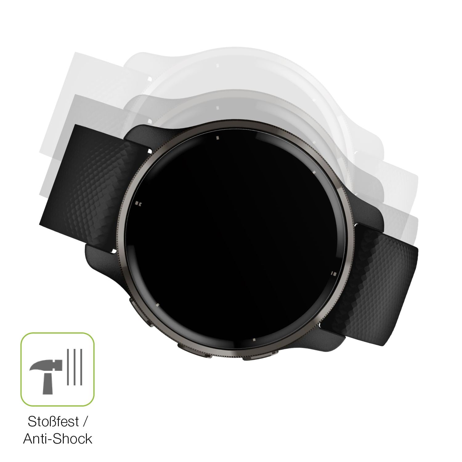 Schutz gegen Kratzer auf dem Garmin Venu 2 Plus (43mm) Glas durch Schlüssel, Stöße gegen die Tischkante oder Stürze