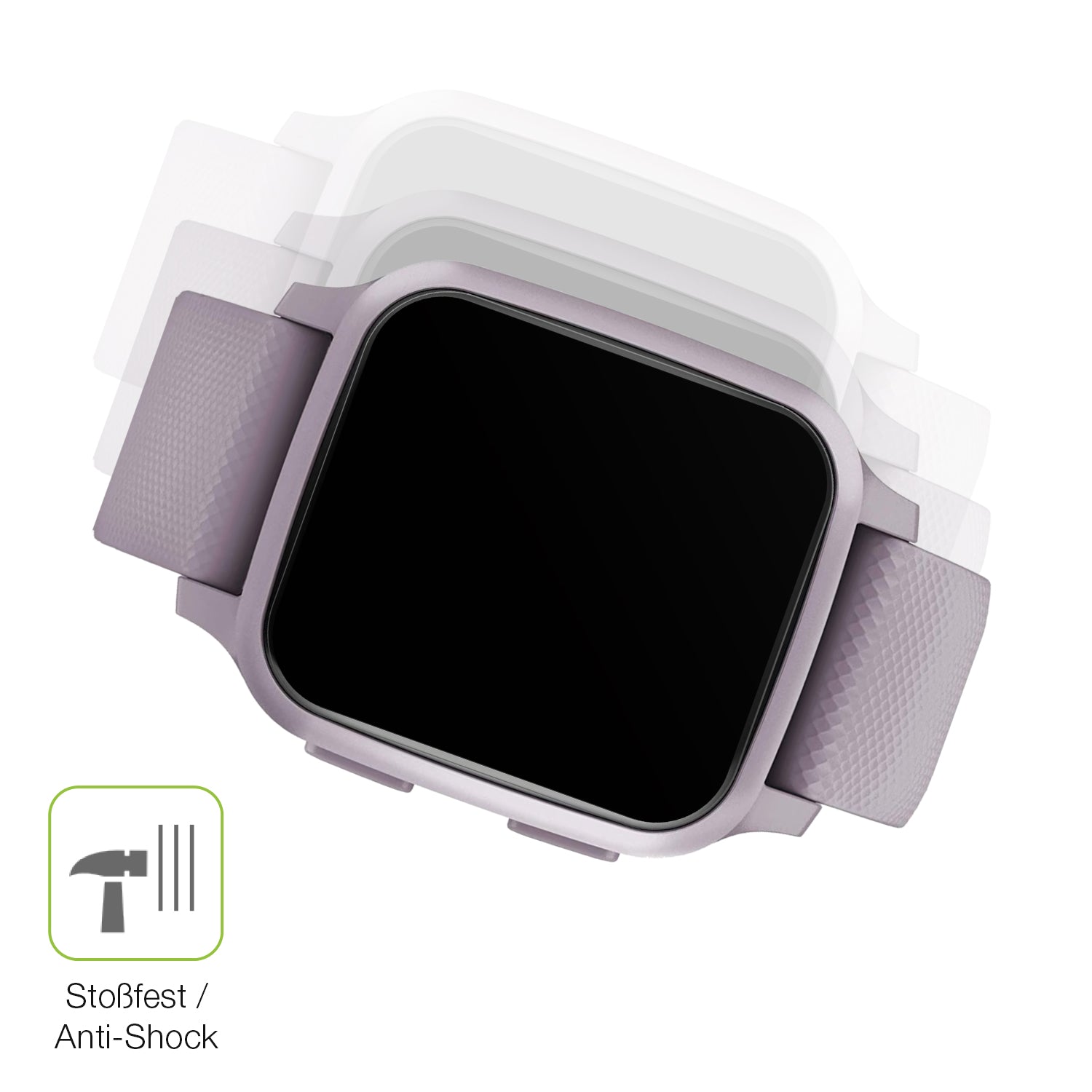 Schutz gegen Kratzer auf dem Garmin Venu Sq Glas durch Schlüssel, Stöße gegen die Tischkante oder Stürze