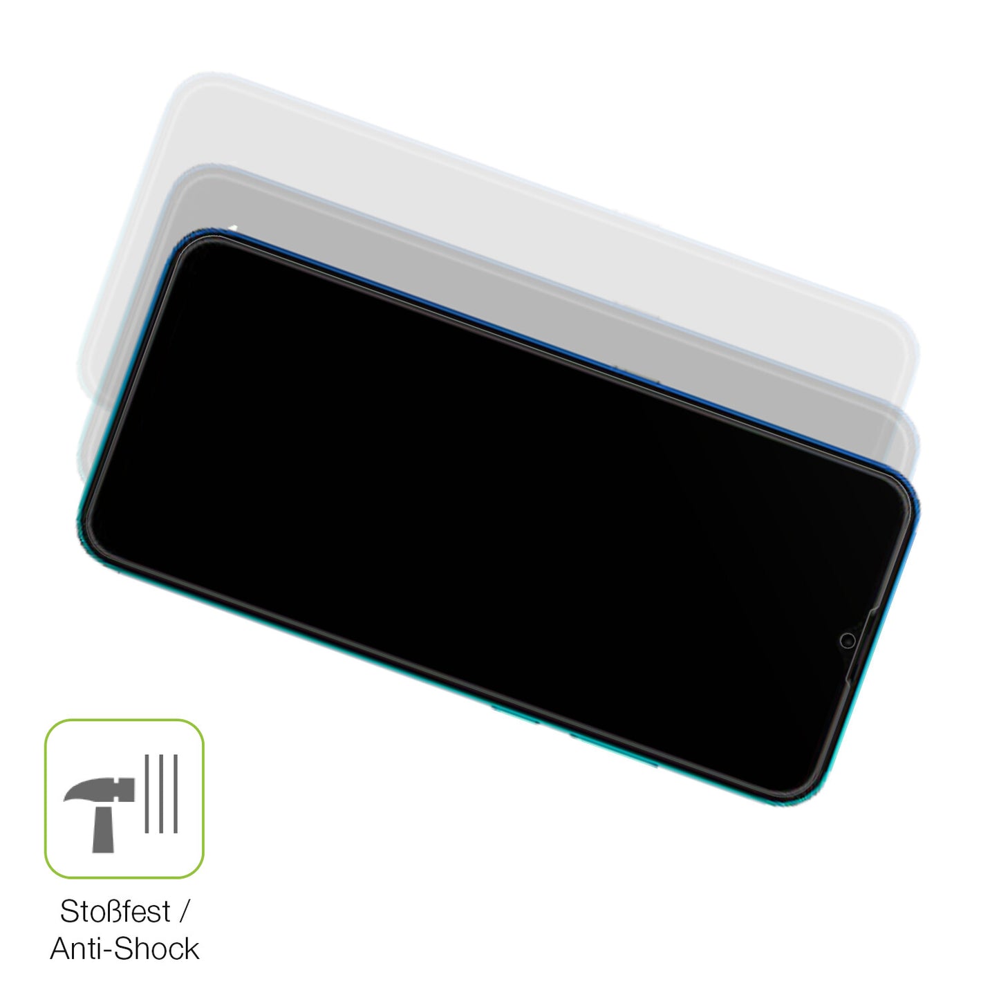 Schutz gegen Kratzer auf dem Hisense E60 Lite Glas durch Schlüssel, Stöße gegen die Tischkante oder Stürze