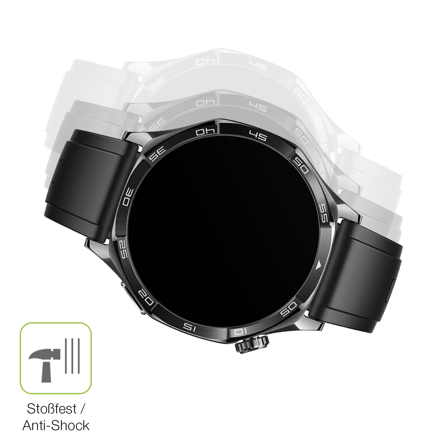 Schutz gegen Kratzer auf dem Huawei Watch 5 42mm Glas durch Schlüssel, Stöße gegen die Tischkante oder Stürze