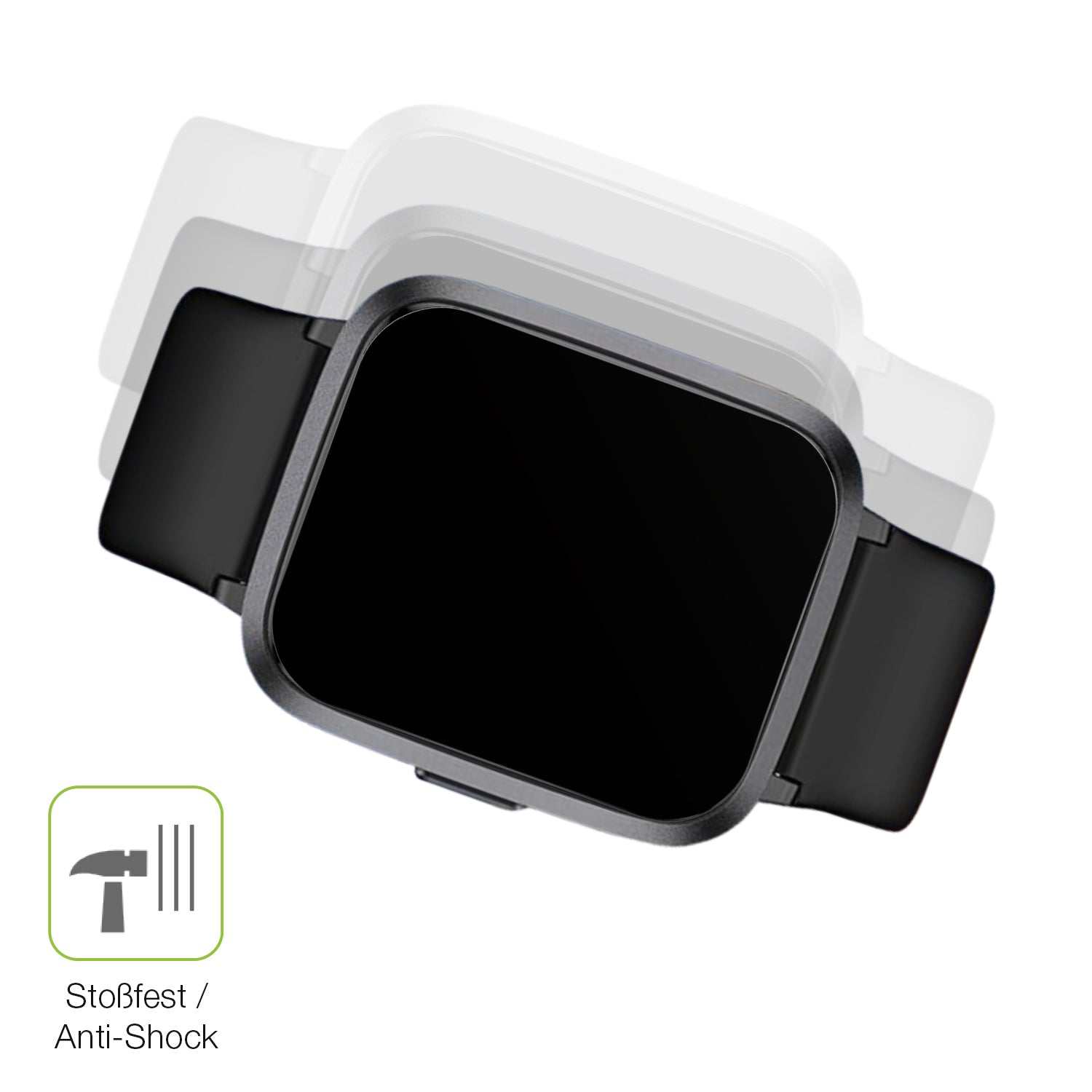 Schutz gegen Kratzer auf dem LETSACTIV ID205U Smartwatch Glas durch Schlüssel, Stöße gegen die Tischkante oder Stürze