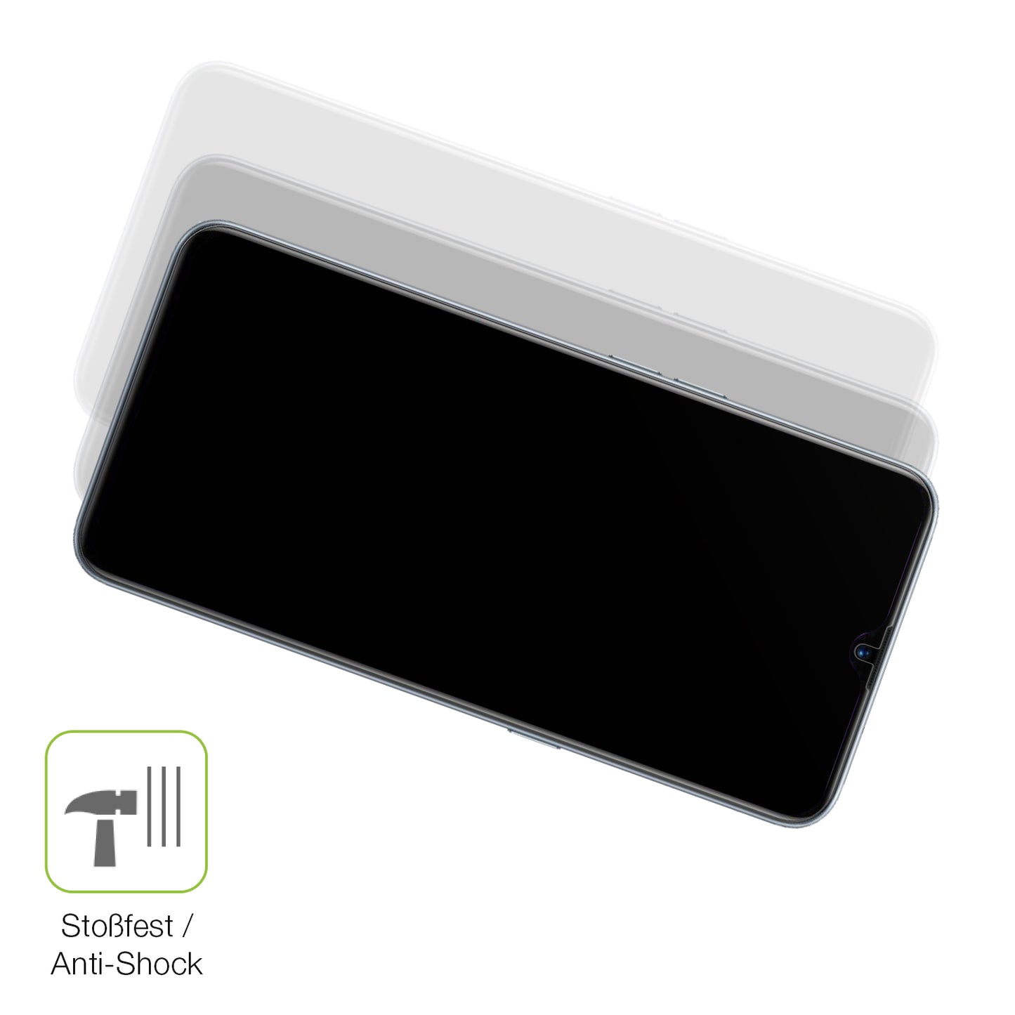 Schutz gegen Kratzer auf dem Oppo Realme XT Glas durch Schlüssel, Stöße gegen die Tischkante oder Stürze
