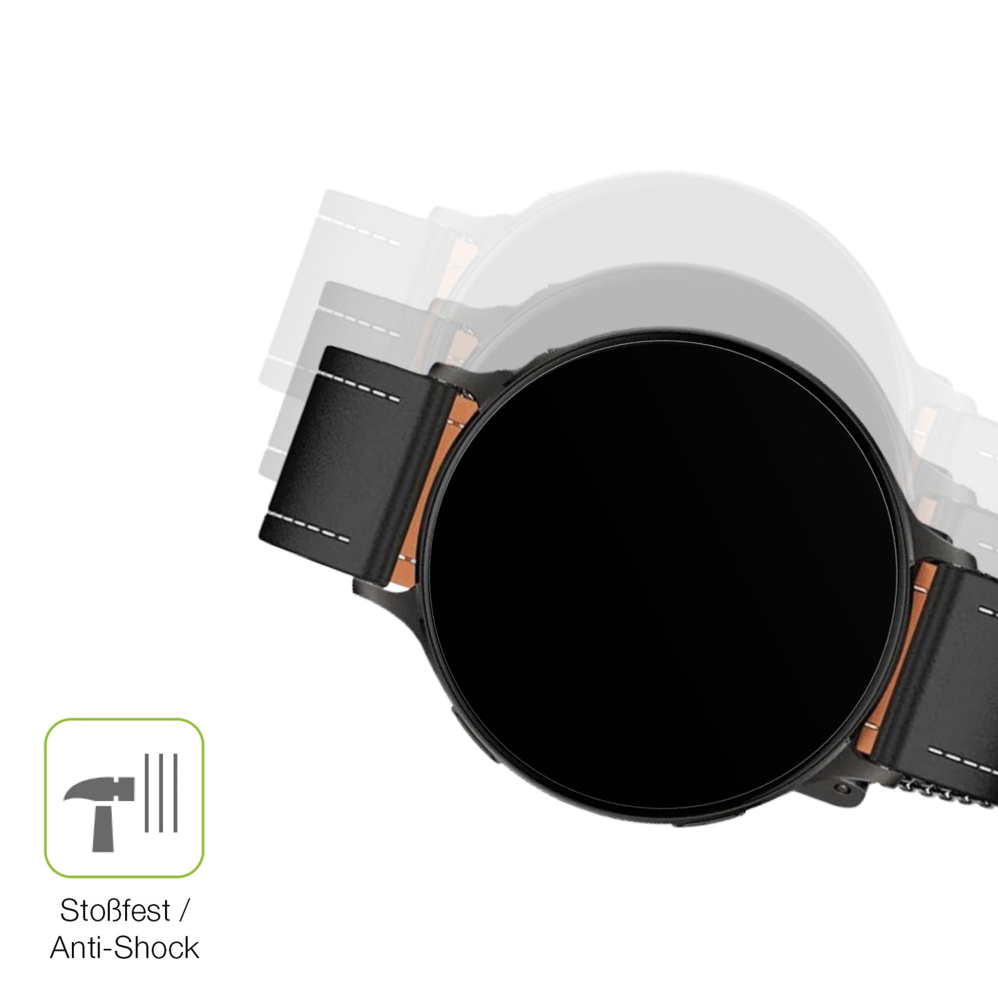 Schutz gegen Kratzer auf dem Pireware Nano Smartwatch Glas durch Schlüssel, Stöße gegen die Tischkante oder Stürze